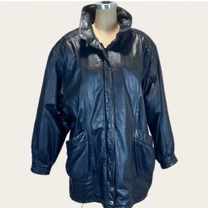 VINTAGE leather‎ womens heavy winter coat Wilson’s parka pockets lined 80s 90s